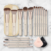 HEYMKGO Makeup Brushes Set 18pcs Professional Makeup Brushes with 2 Powder Puff & Travel Bag Premium Synthetic Foundation Powder Blush Blending Face Brush Kit Eyeshadow Set Makeup Brushes & Tools