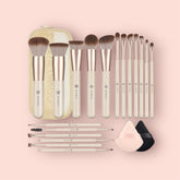 HEYMKGO Makeup Brushes Set 18pcs Professional Makeup Brushes with 2 Powder Puff & Travel Bag Premium Synthetic Foundation Powder Blush Blending Face Brush Kit Eyeshadow Set Makeup Brushes & Tools