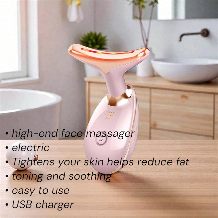 Beauty Facial Massager, 7 Color Wavy Acne Beauty Microcurrent Facial Device Skin Firming for Face Neck Beauty Device,