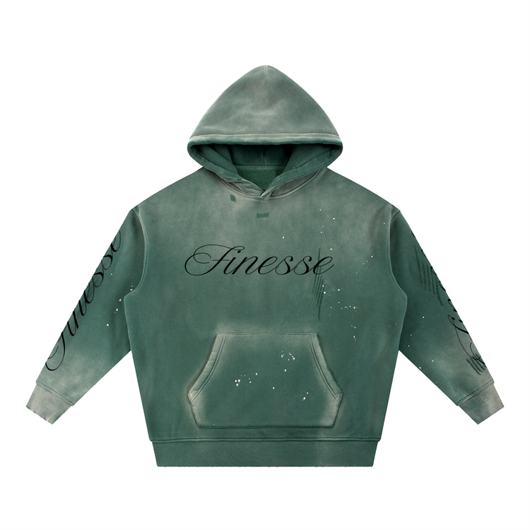 Vintage Washed Frayed Fleece Hoodie