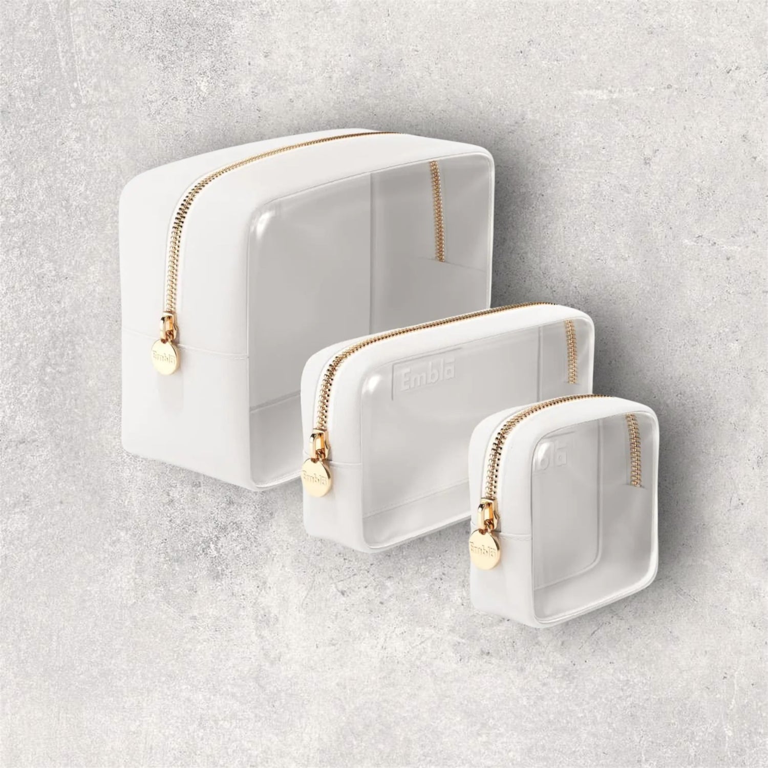 Clear Cosmetic Bags Set of 3 Mini Small Large Makeup Bags For Women Clear Pouch Cosmetics Cases Zipper Cute Pouches Make Up Travel Toiletry Essentials Preppy Purse Organizer Makeup Cases White