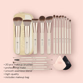 HEYMKGO Makeup Brushes Set 18pcs Professional Makeup Brushes with 2 Powder Puff & Travel Bag Premium Synthetic Foundation Powder Blush Blending Face Brush Kit Eyeshadow Set Makeup Brushes & Tools