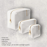Clear Cosmetic Bags Set of 3 Mini Small Large Makeup Bags For Women Clear Pouch Cosmetics Cases Zipper Cute Pouches Make Up Travel Toiletry Essentials Preppy Purse Organizer Makeup Cases White