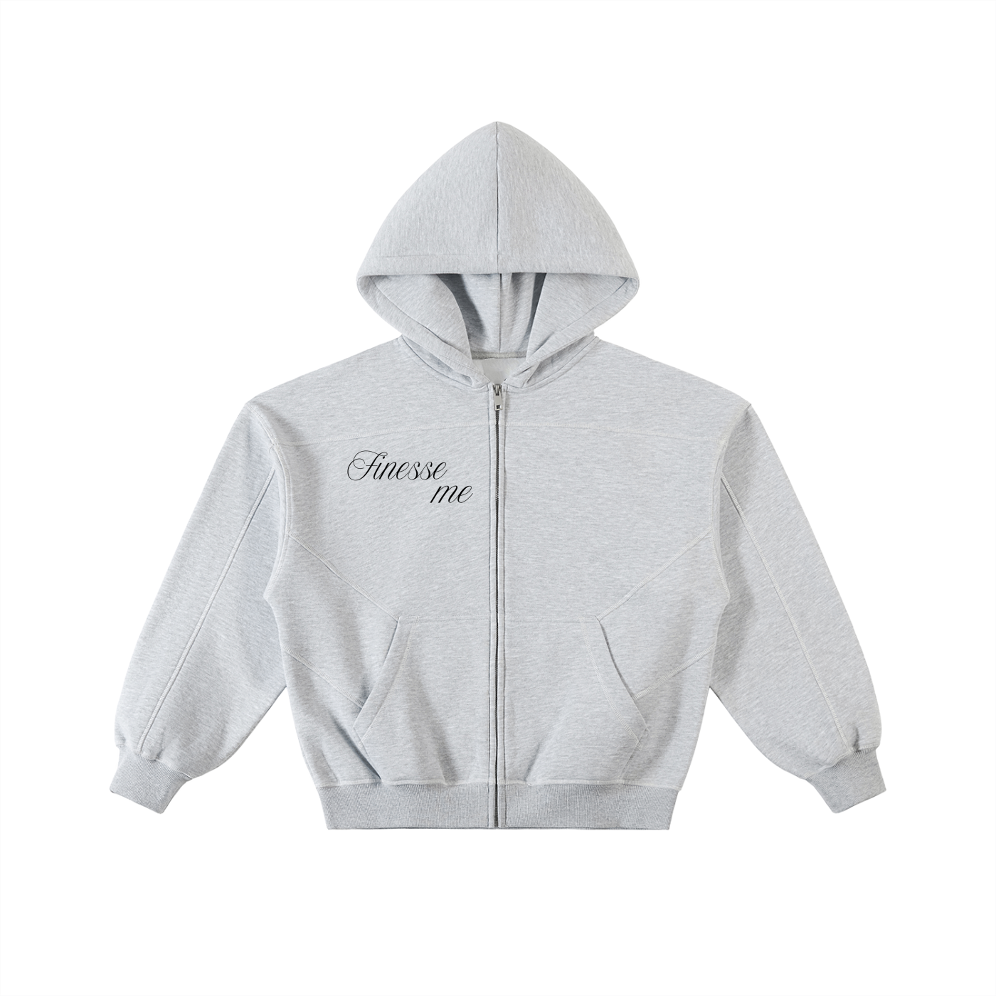 Contrast-Stitched Boxy Fleece Zip Hoodie