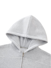 Contrast-Stitched Boxy Fleece Zip Hoodie