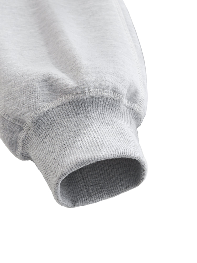 Contrast-Stitched Boxy Fleece Zip Hoodie